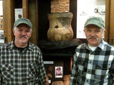 The VanWinkle/SRAC collection! A huge Cayuga pot dated approximately from 1350 - 1450 A.D.! (Ron and Don VanWinkle picture sits beside their pot in the SRAC Exhibit Hall.)